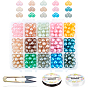 DIY Opaque Spray Painted Glass Beads Stretch Bracelet Making Kits, include Sharp Steel Scissors, Elastic Crystal Thread, Stainless Steel Beading Needles