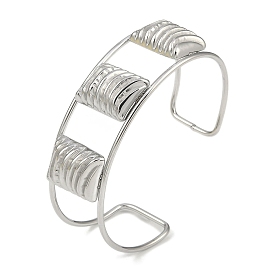 304 Stainless Steel Wide Textured Open Cuff Bangles, Sta/Hexagon/Rhombus/Heart/Peanut/Rectangle