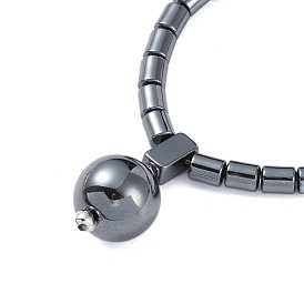 Non-Magnetic Synthetic Hematite Ball Pendant Necklaces for Men, with Alloy Clasp