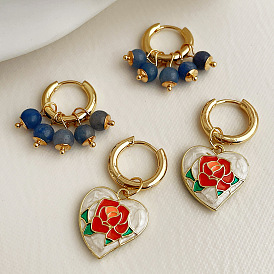 Design sentimental love drop oil pendant earrings crystal stone tassel earrings a pair of personalized ear accessories