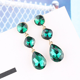 Multi-colored Long Drop Glass Gemstone Earrings for Women