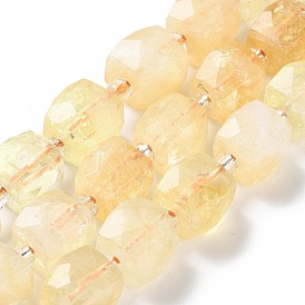 Natural Citrine Beads Strands, with Seed Beads, Cube, Faceted