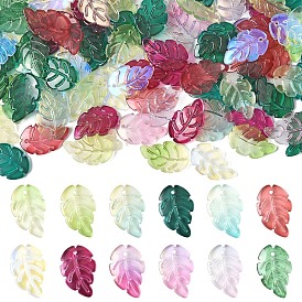 120 шт. Прозрачные стеклянные подвески, лист, смешанный стиль