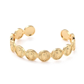  Flat Round with Virgin Mary Brass Cuff Bangles, Open Ring for Women, Lead Free & Cadmium Free