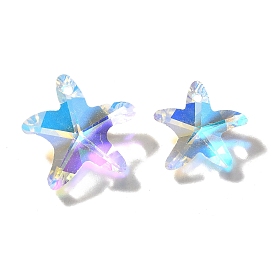 Стеклянные подвески, морская звезда, AB цвет, граненые