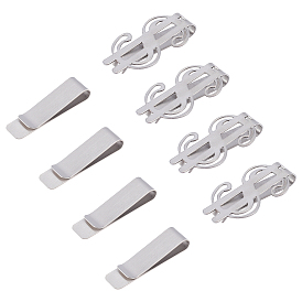 CHGCRAFT 8Pcs 2 Style Stainless Steel Clips, Dollar-shaped & Rectangle