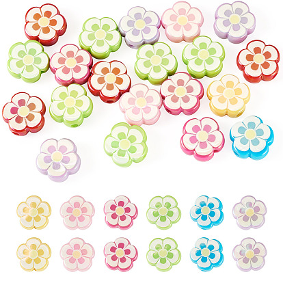 20шт. непрозрачные акриловые бусины с УФ-покрытием, радужный, цветок