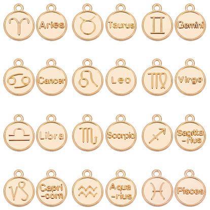 120 шт. 10 наборы подвески из позолоченного сплава с тематикой созвездия, плоско-круглые