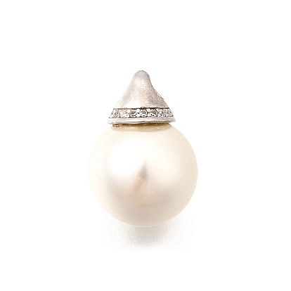 Круглые подвески из ракушечного жемчуга, с 925 подвеской-конусом из стерлингового серебра с прозрачным кубическим цирконием, родий, белые