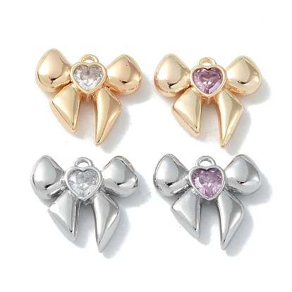 Brass Charms, with Glass, Bowknot
