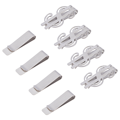 8Pcs 2 Style Stainless Steel Clips, Dollar-shaped & Rectangle
