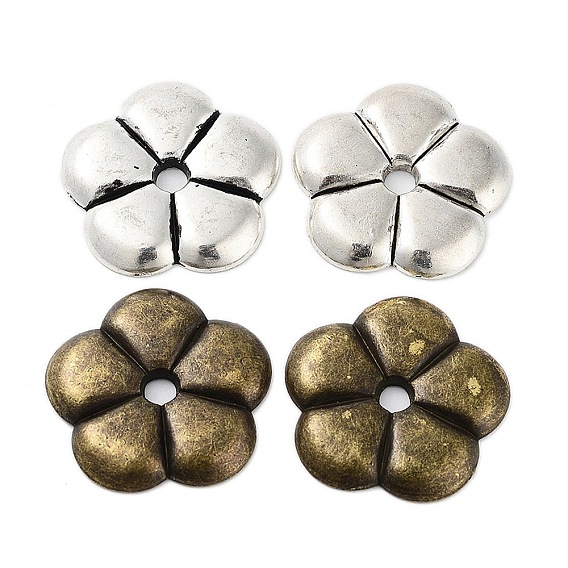Сплавочные овальные бусины тибетского стиля , без кадмия и без свинца, 5-лепестки цветка