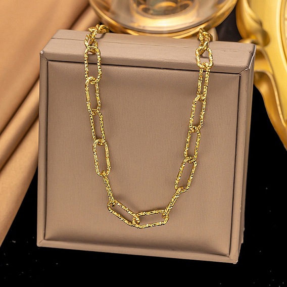 304 ожерелья из текстурированной нержавеющей стали в виде цепочек-скрепок для женщин и мужчин