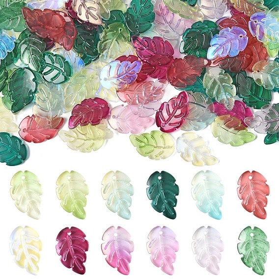 120 шт. Прозрачные стеклянные подвески, лист, смешанный стиль