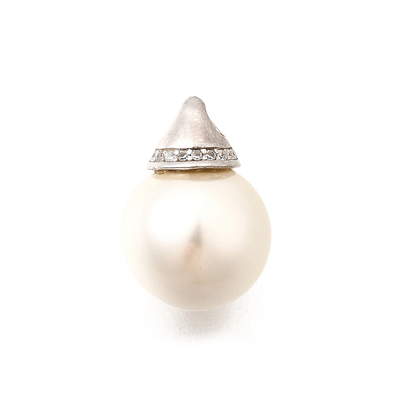 Круглые подвески из ракушечного жемчуга, с 925 подвеской-конусом из стерлингового серебра с прозрачным кубическим цирконием, родий, белые