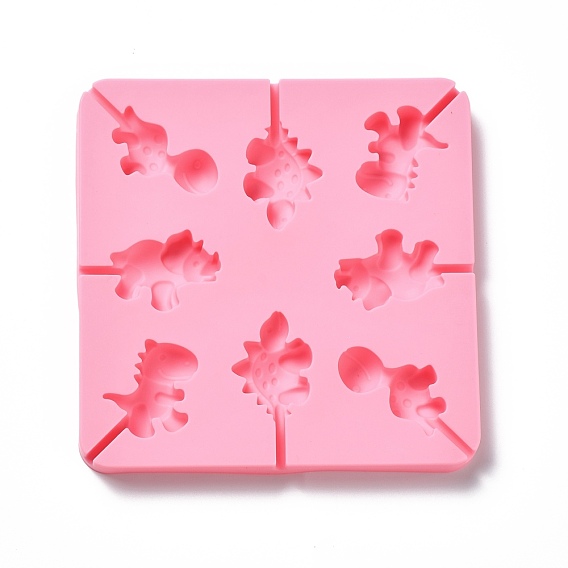 DIY Lollipop Making Food Grade Silicone Molds, Candy Molds, Dinosaur, 8 Cavities