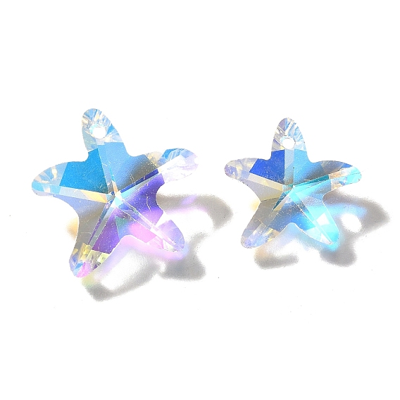 Стеклянные подвески, морская звезда, AB цвет, граненые