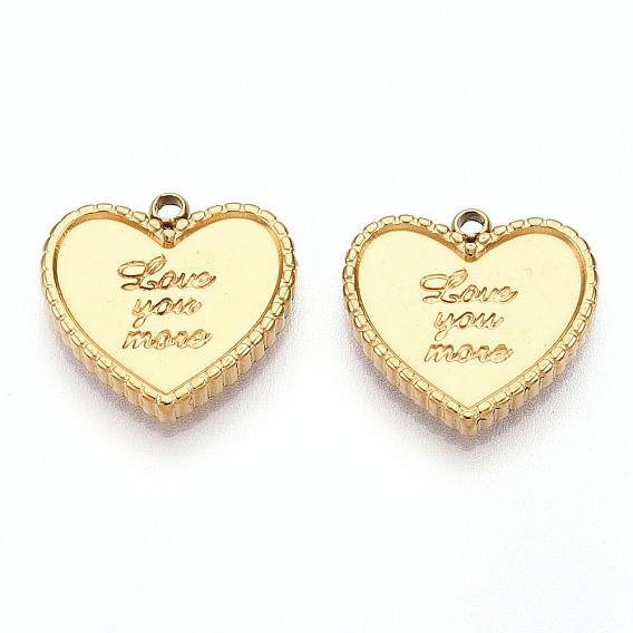 Ионное покрытие (ip) 316l подвески из хирургической нержавеющей стали, без никеля , сердце со словом люблю тебя больше