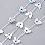 Natural White Shell Mother of Pearl Shell Beads, Butterfly with Evil Eye