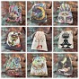 Tarot Theme Canvas Cloth Packing Pouches Drawstring Bags, Rectangle