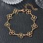 304 Stainless Steel Flower Link Chain Bracelets, Ion Plating(IP)