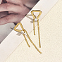 201 Stainless Steel Pave Cubic Zirconia Triangle Tassel Earrings for Women