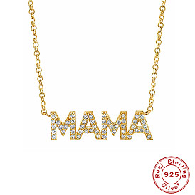 Sparkling Sterling Silver Mama Necklace with Diamond Letters - Perfect Mother's Day Gift for Women