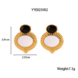 Элегантные 304 овальные серьги-гвоздики из белой нержавеющей стали для женщин, золотые