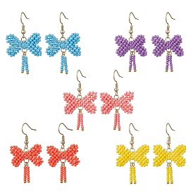 Серьги-подвески из нержавеющей стали и стекла с бантом, реальный 304 k позолоченный