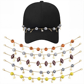 5 шт. 5 стили латунные цепи и акриловые звенья цепи для бейсболок, с 304 из нержавеющей стали Lobster Claw застежками