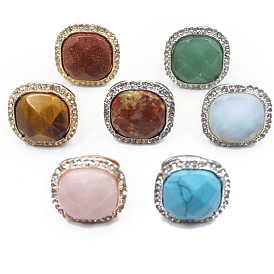 Natural & Synthetic Mixed Gemstone Finger Ring, Platinum Alloy Jewelry for Women