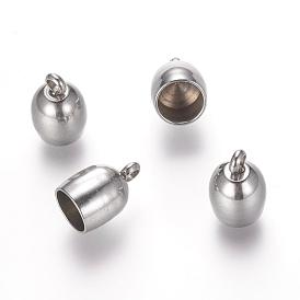 304 Stainless Steel Cord Ends, End Caps, Half Oval