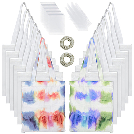 12шт. прямоугольные черные холщовые упаковочные мешки с ручками, с 12шт. в пакете с замком, 50шт. резинка и одноразовые перчатки из ТПЭ