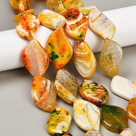 Окрашенные естественный агат бисер пряди, лист