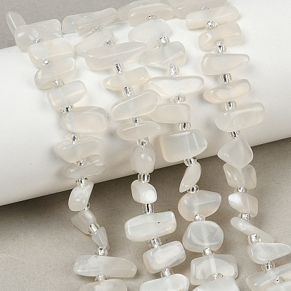 Натуральный белый лунный камень бисер пряди, самородки, с бисером