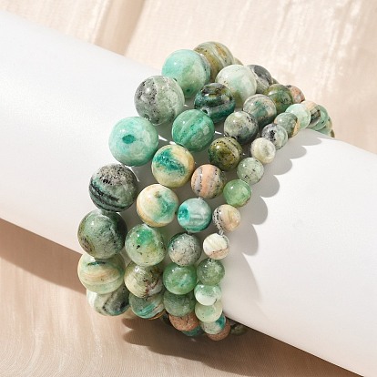 Натуральные зеленые яшмовые круглые эластичные браслеты из яшмы для женщин