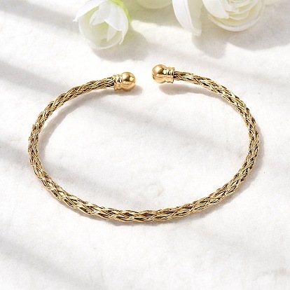 Плетеные 304 браслеты-манжеты из нержавеющей стали, браслеты с крутящим моментом для женщин, ионное покрытие (ip)