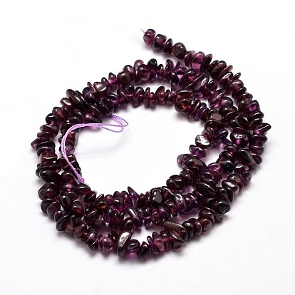 Natural Garnet Chip Beads Strands, 5~14x4~10mm, Hole: 1mm, about 15.5 inch ~16.1 inch