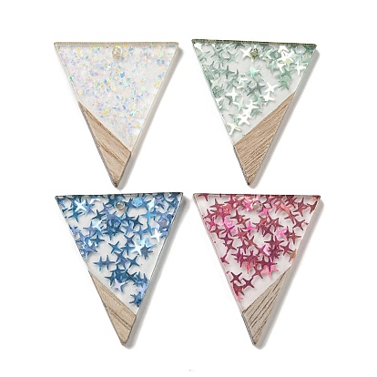 Деревянные подвески, смола и золотая фольга, треугольные