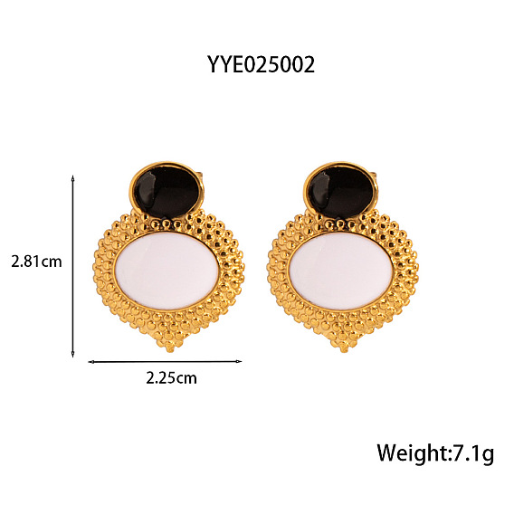 Элегантные 304 овальные серьги-гвоздики из белой нержавеющей стали для женщин, золотые