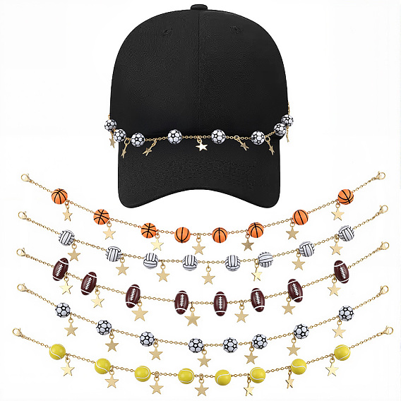 5 шт. 5 стили латунные цепи и акриловые звенья цепи для бейсболок, с 304 из нержавеющей стали Lobster Claw застежками