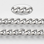 201 Stainless Steel Cuban Link Chains, Chunky Curb Chains, with Spool, Unwelded