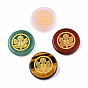 Autumn Theme Natural Gemstone Cabochons, Flat Round with Maple Leaf Pattern
