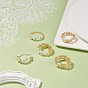 5Pcs 5 Style Glass Seed Braided Flower Stretch Rings for Women