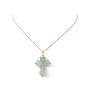 304 Stainless Steel Cable Chain Necklaces, Mixed Gemstone Heart Cross Pendant Necklace