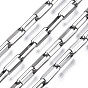 304 Stainless Steel Rectangle Link Chains, with Spool, Unwelded