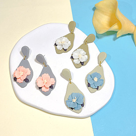  S925 silver needle earrings personalized irregular flower earrings women's flower earrings