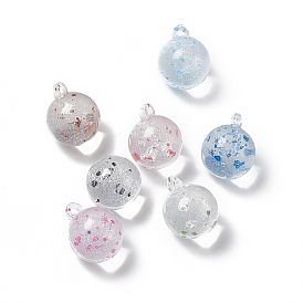 Transparent Acrylic Sphere Pendants, with Dried Flower, Round Charms