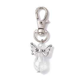 Décorations de pendentifs en perles de verre ange, avec un alliage pivotant homard fermoirs griffe