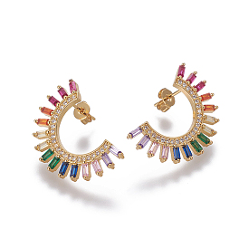 Латунь кубического циркония серьги стержня, изогнутые